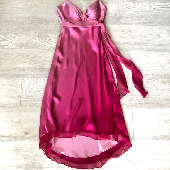 Cache Pink Ombré Satin Silk Halter Gown Dress - Picture 7 of 16